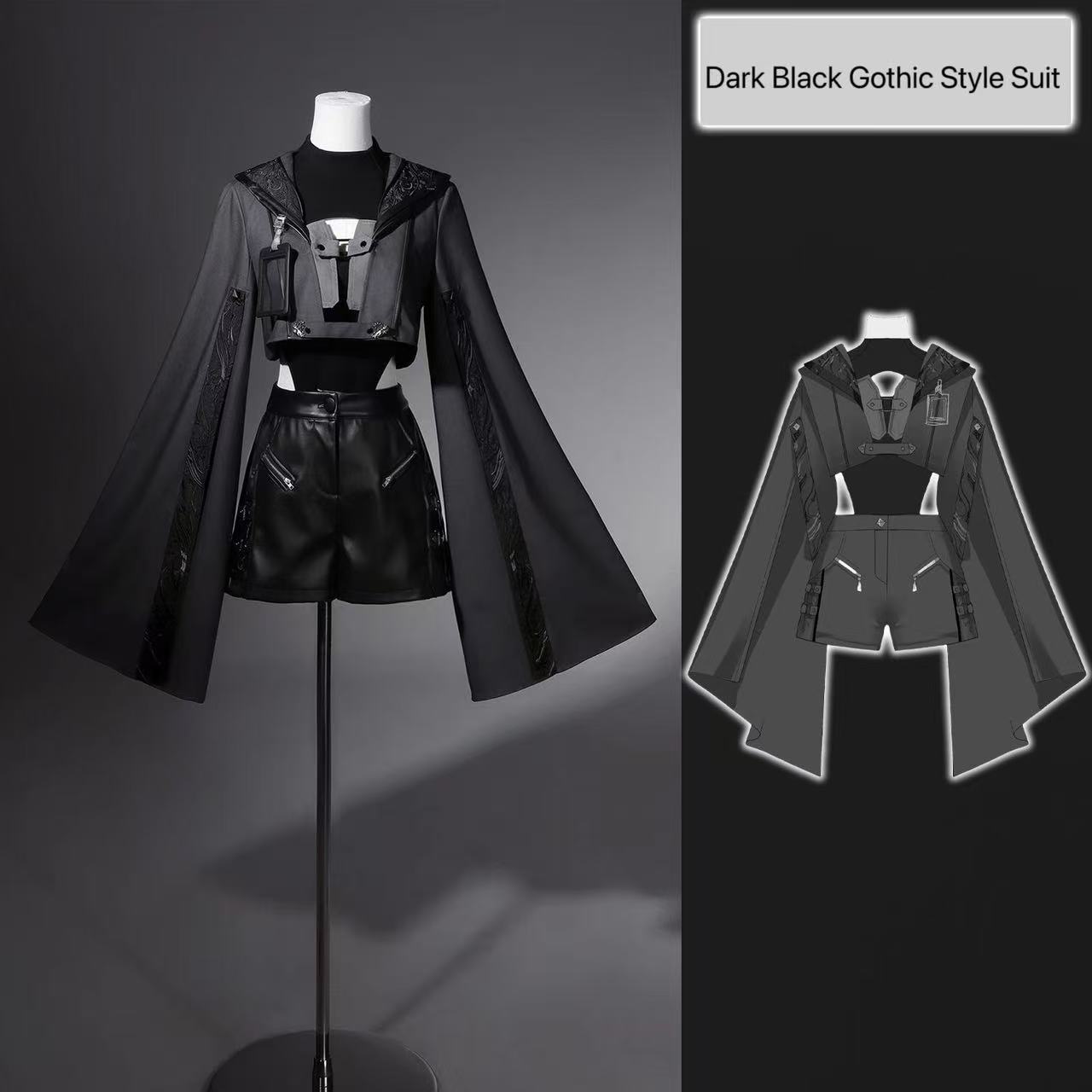 Street Fashion In Chinese - Costume gothique noir foncé pour femmes,