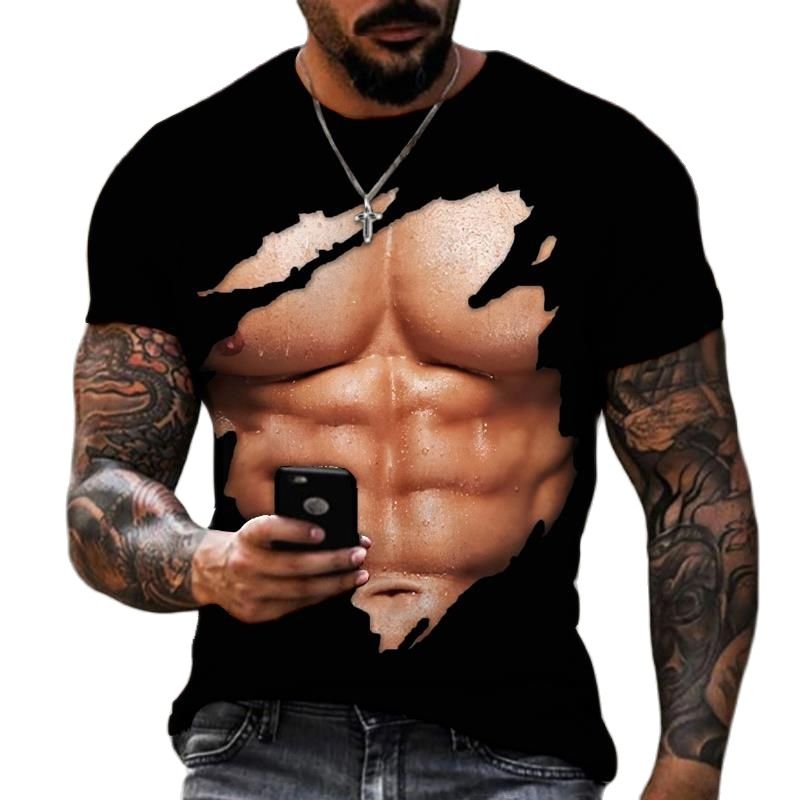 Street Fashion For Short Guys - T-shirt musculaire imprimé 3D pour hommes,