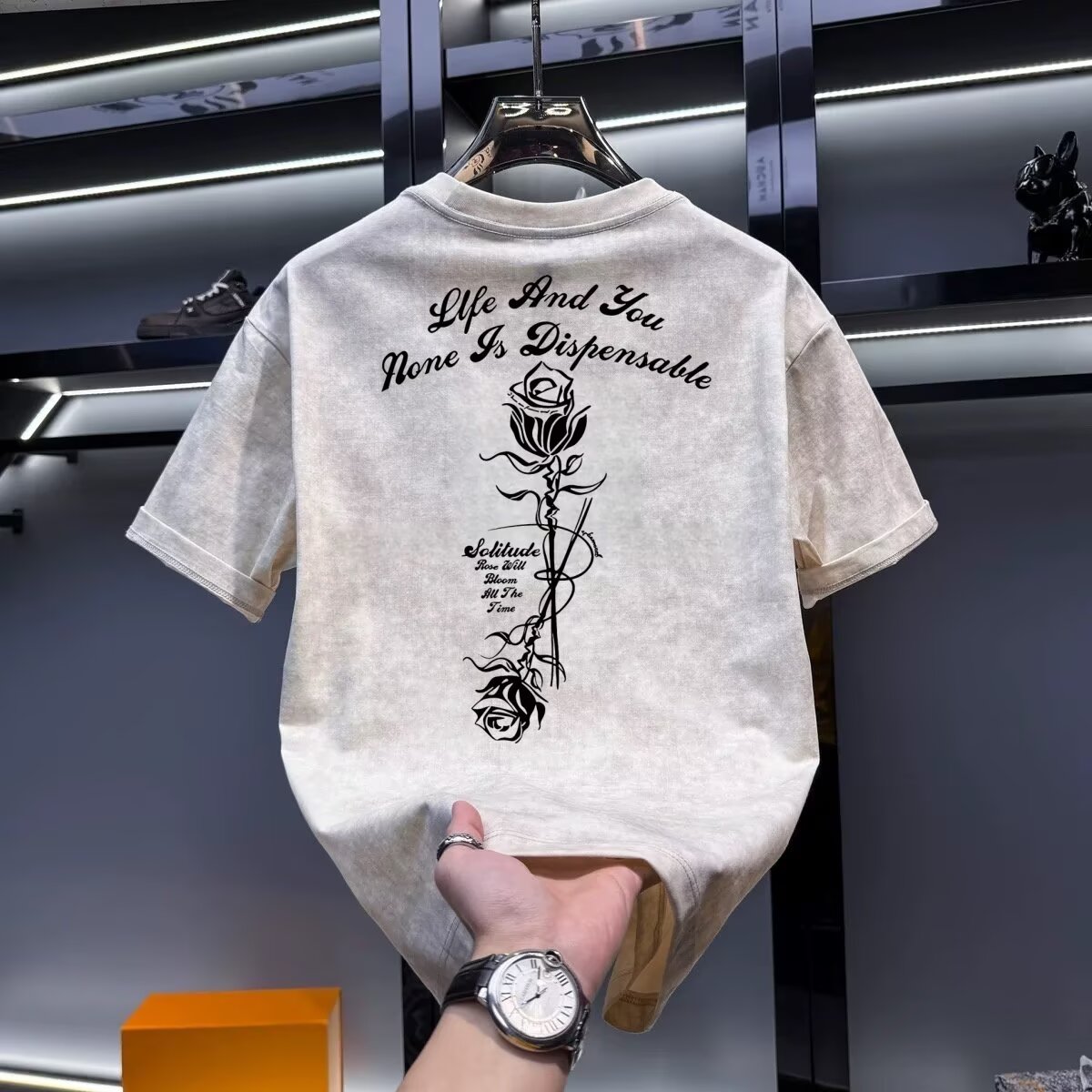 Street Fashion In Chinese - T-shirt kaki pour hommes d'été vêtements