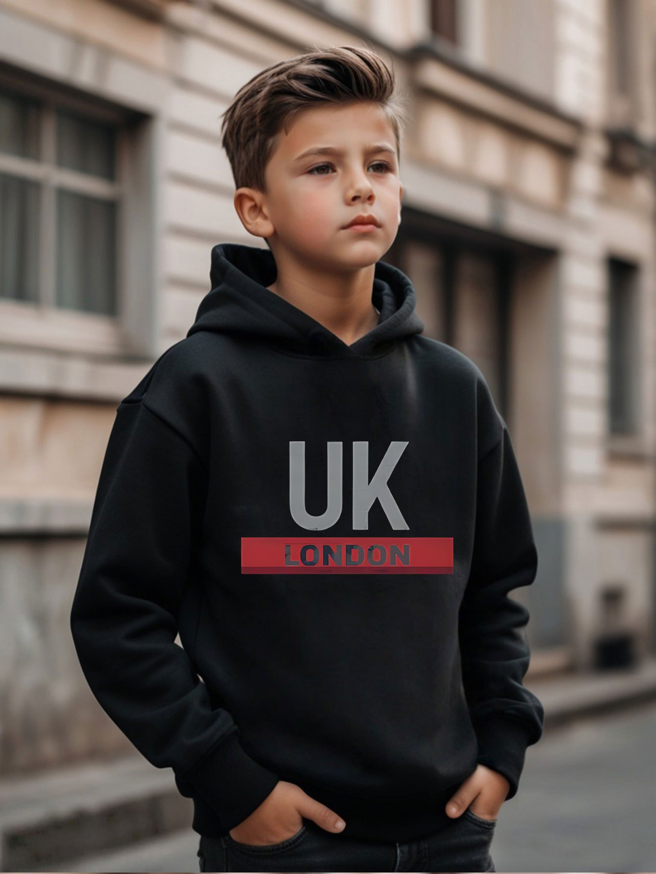 Sweat à capuche imprimé UK Lon - Street Fashion In London avis et prix