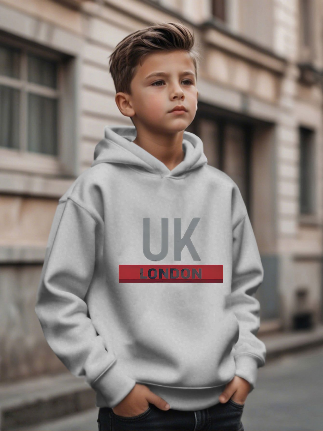 Sweat à capuche imprimé UK Lon - Street Fashion In London avis et prix