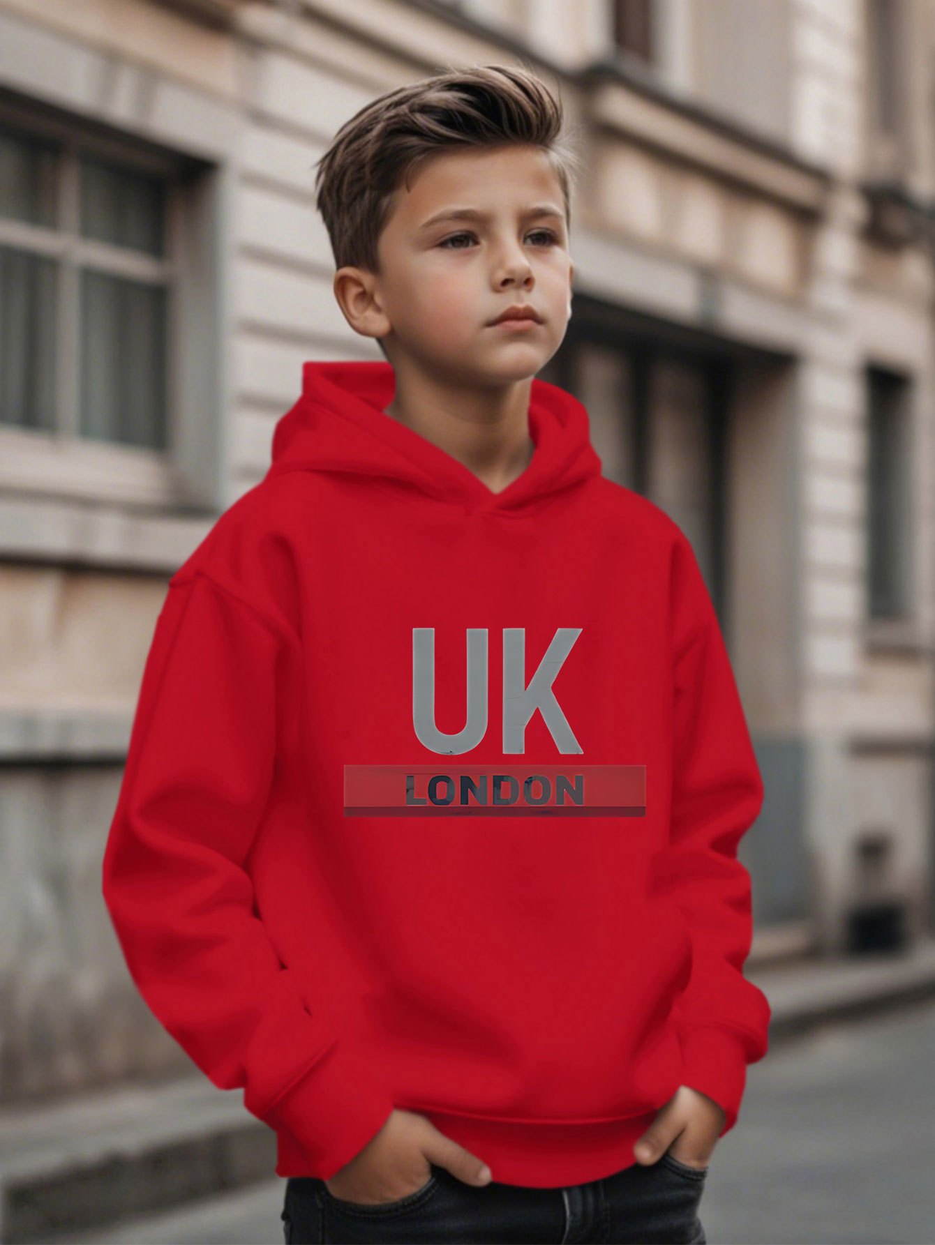 Sweat à capuche imprimé UK Lon - Street Fashion In London avis et prix