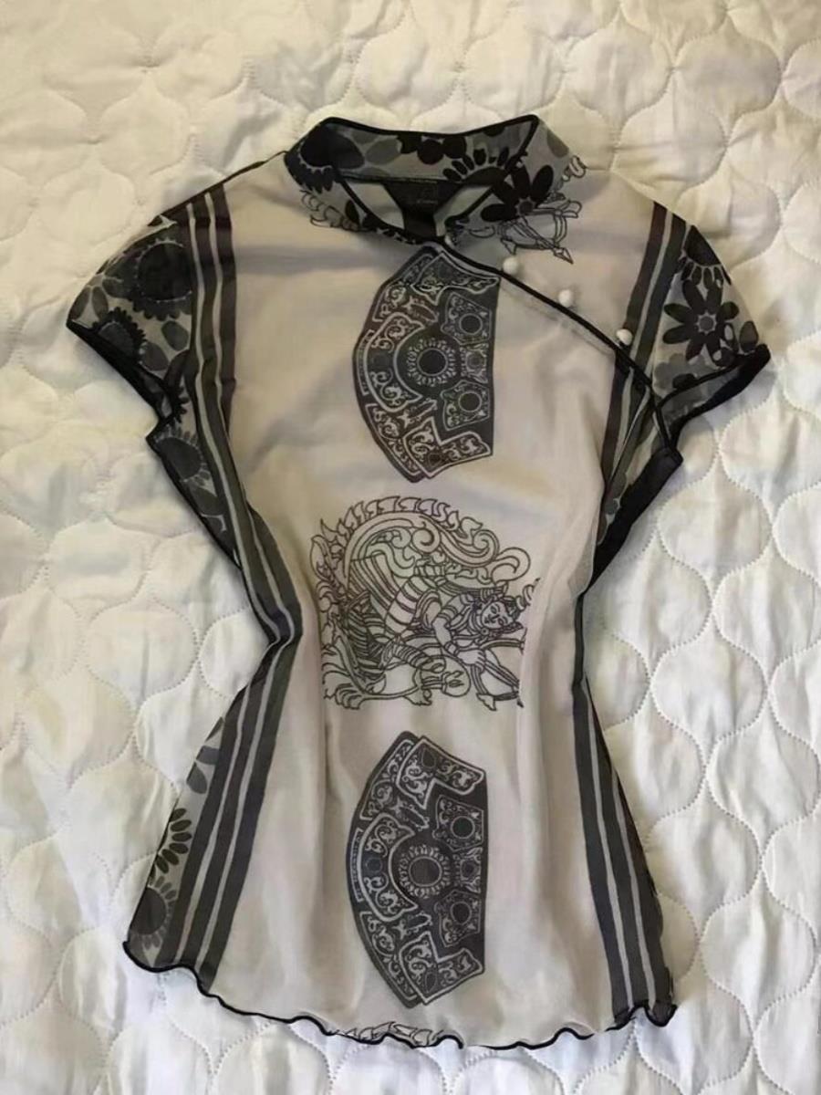 Haut imprimé amincissant éléga - Street Fashion In Chinese avis et prix