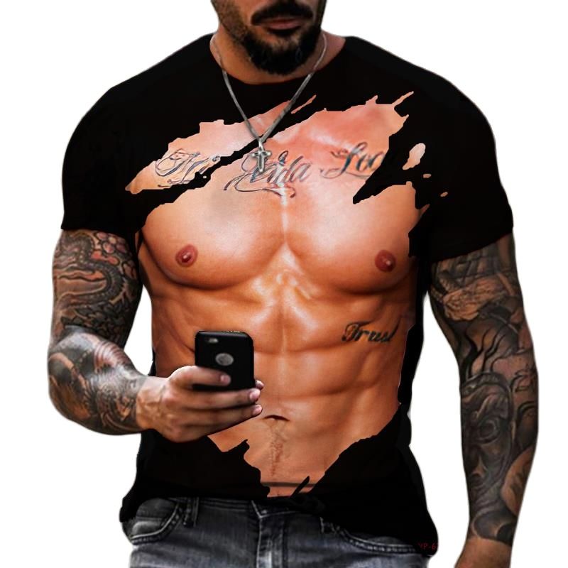 T-shirt musculaire imprimé 3D  - Street Fashion For Short Guys avis et prix