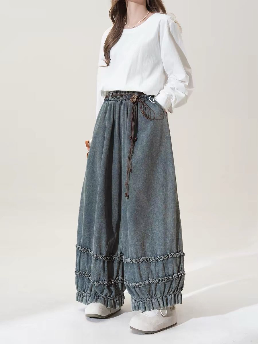 Pantalon ample uni rétro japon - Japanese Street Fashion Female avis et prix