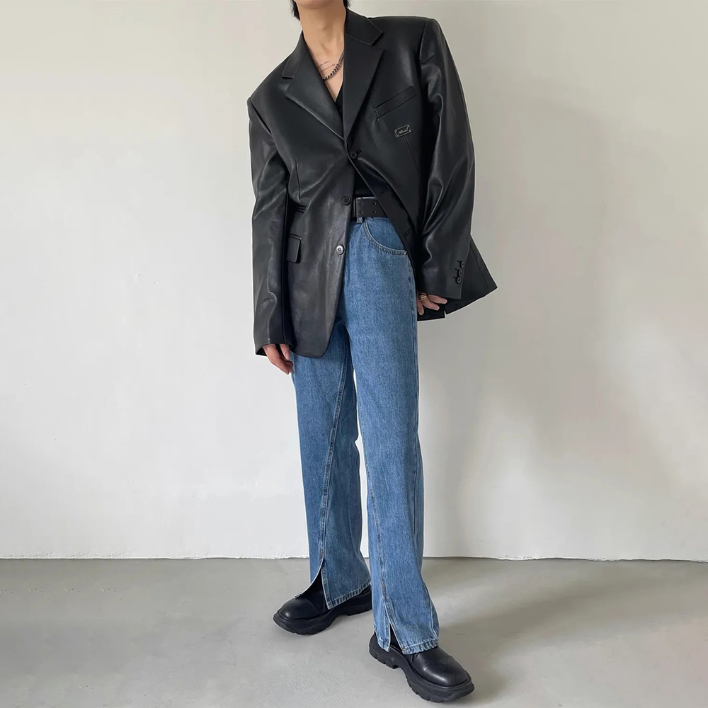 Veste en cuir PU à manches lon - Street Fashion Trends 2025 avis et prix