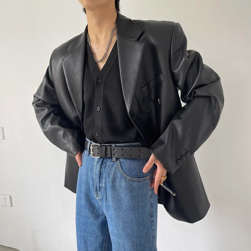 Veste en cuir PU à manches lon - Street Fashion Trends 2025 avis et prix