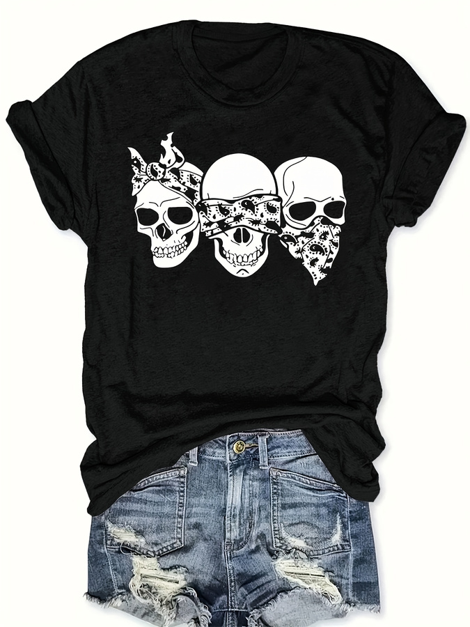 T-shirt Happy Cartoon Skull, c - Street Fashion Trends 2025 avis et prix